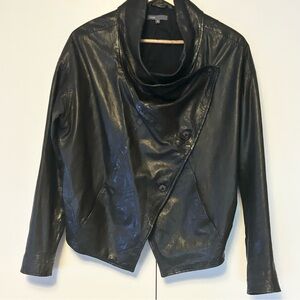 Vince Black Leather Draped Jacket M